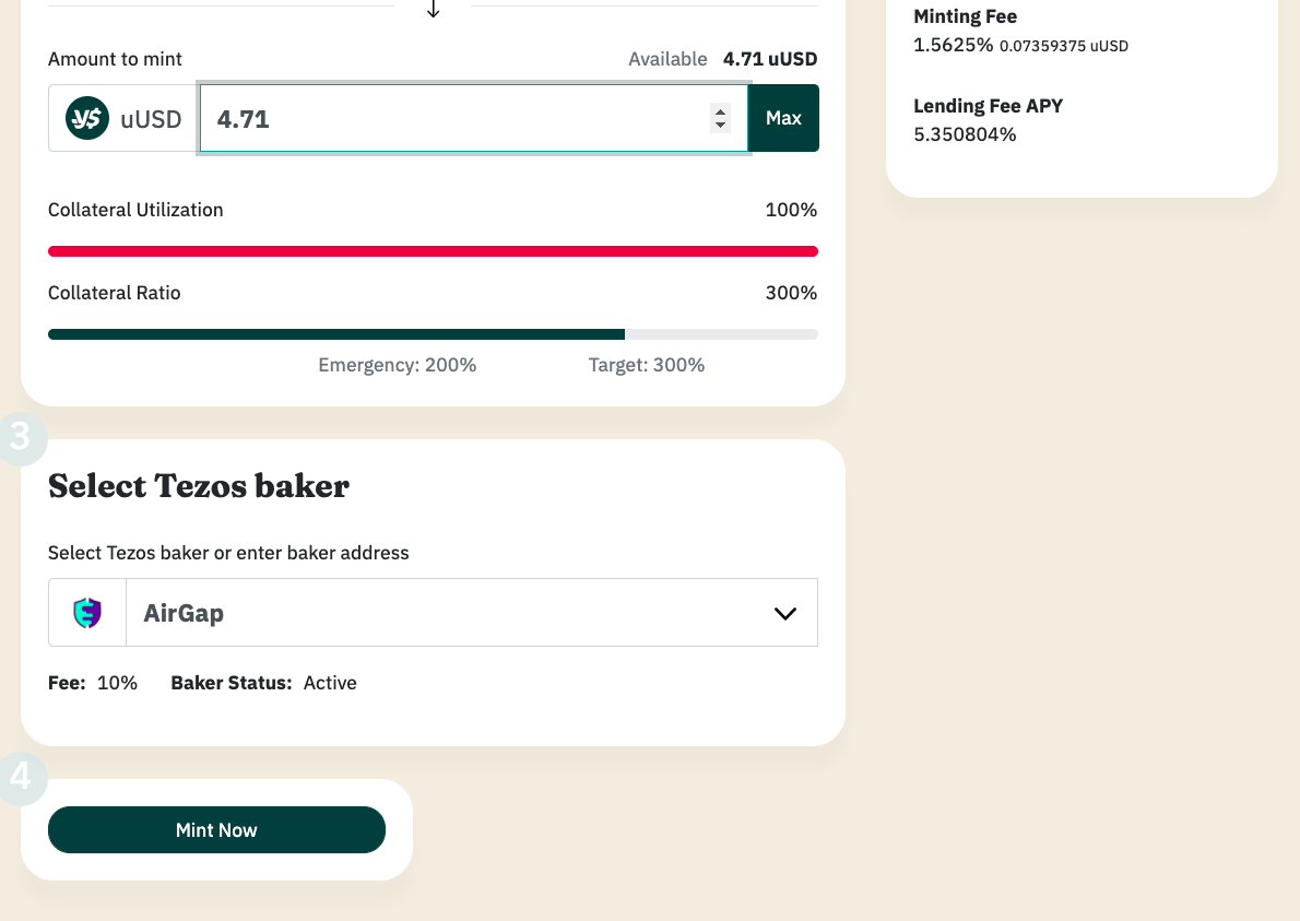 Now select the baker that youves will delegate your tez