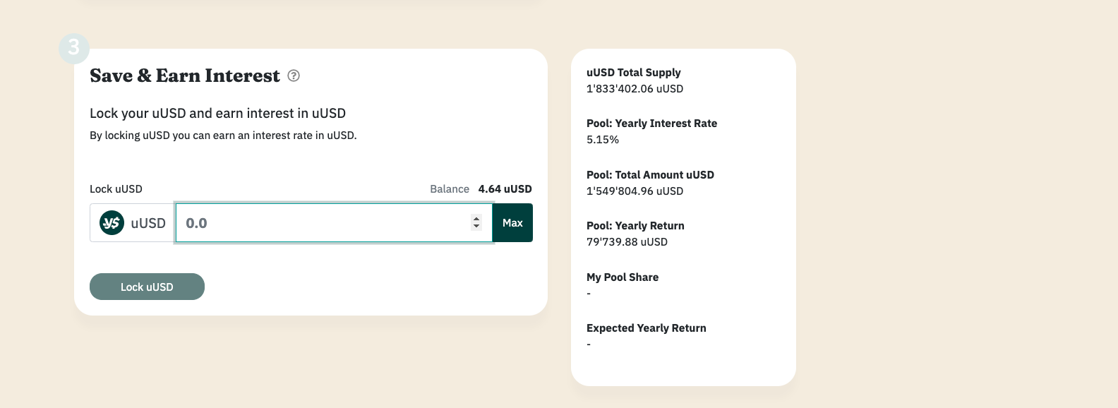 Щоб внести uUSD в пул, перейдіть на сторінку Saving